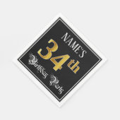 34th Birthday Party – スクリプファンシート、フェイク金ゴールド・ルック スタンダードランチョンナプキン (角)