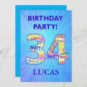 34th Birthday Party Invitation名前の追加 招待状 (正面/裏面)