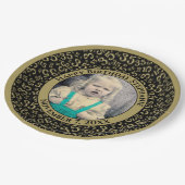 35あなたの写真の乱数パターンブラック/金ゴールド ペーパープレート (アングル)