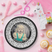 35あなたの写真の乱数パターン黒/白 ペーパープレート (パーティー)