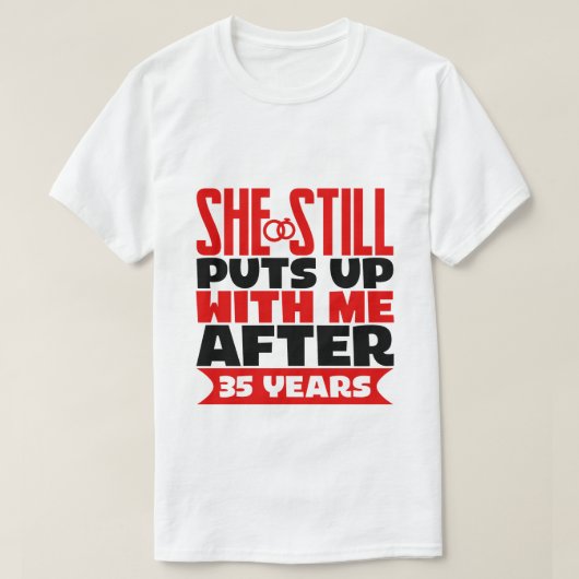 35おもしろい周年記念ワードアート夫 Tシャツ (デザイン正面)