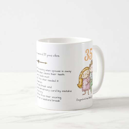 35おもしろい周年記念結婚サンゴカスタマイズ礁 コーヒーマグカップ (正面右)