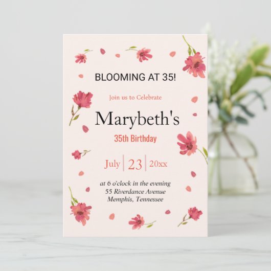 35で咲く – フローラ誕生日 招待状 (スタンド正面)