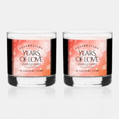 35エレガントthコーラル結婚ズ記念お祝い ウイスキーグラス (正面)