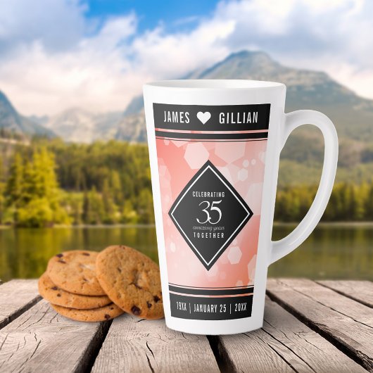 35エレガントthコーラル結婚ズ記念お祝い カフェラテマグ