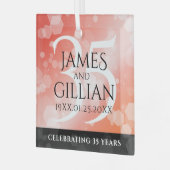 35エレガントthコーラル結婚ズ記念お祝い ガラスオーナメント (正面左)