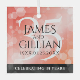 35エレガントthコーラル結婚ズ記念お祝い ガラスオーナメント