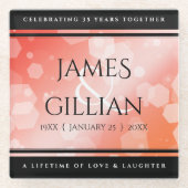 35エレガントthコーラル結婚ズ記念お祝い ガラスコースター (正面)