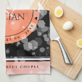 35エレガントthコーラル結婚ズ記念お祝い キッチンタオル (四つ折り)