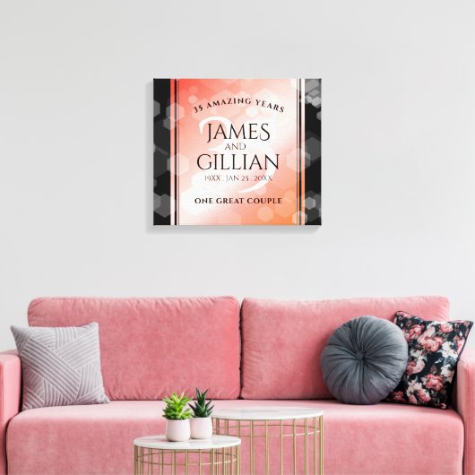 35エレガントthコーラル結婚ズ記念お祝い キャンバスプリント (インサイチュ (リビング))