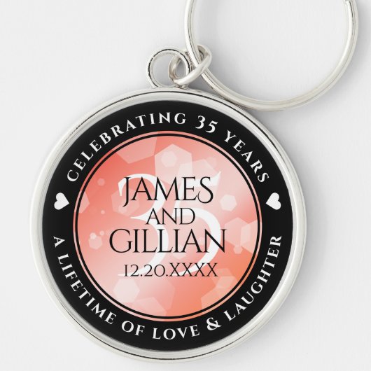 35エレガントthコーラル結婚ズ記念お祝い キーホルダー (正面)