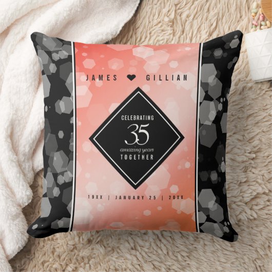 35エレガントthコーラル結婚ズ記念お祝い クッション (ブランケット)