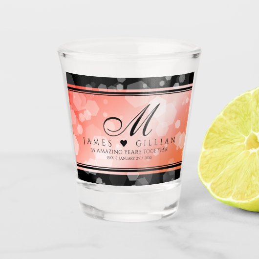 35エレガントthコーラル結婚ズ記念お祝い ショットグラス (正面)