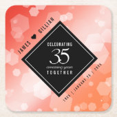 35エレガントthコーラル結婚ズ記念お祝い スクエアペーパーコースター (正面)