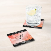 35エレガントthコーラル結婚ズ記念お祝い スクエアペーパーコースター (インサイチュ)