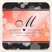 35エレガントthコーラル結婚ズ記念お祝い スクエアペーパーコースター (正面)