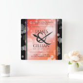 35エレガントthコーラル結婚ズ記念お祝い スクエア壁時計 (ホーム)