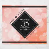 35エレガントthコーラル結婚ズ記念お祝い スパークリングワインラベル (シングルラベル)