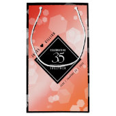 35エレガントthコーラル結婚ズ記念お祝い スモールペーパーバッグ (裏面)