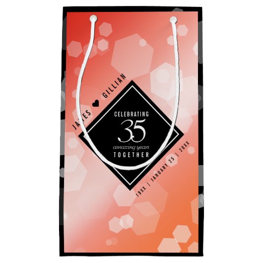 35エレガントthコーラル結婚ズ記念お祝い スモールペーパーバッグ (正面)