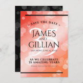 35エレガントthコーラル結婚ズ記念お祝い セーブザデート (正面/裏面)