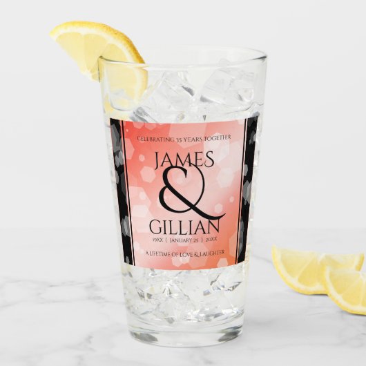 35エレガントthコーラル結婚ズ記念お祝い タンブラーグラス (アイス正面)