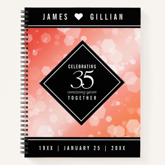 35エレガントthコーラル結婚ズ記念お祝い ノートブック (正面)