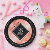 35エレガントthコーラル結婚ズ記念お祝い ペーパープレート (パーティー)