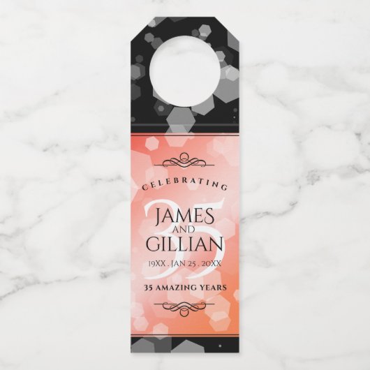 35エレガントthコーラル結婚ズ記念お祝い ボトルネックタグ (正面)