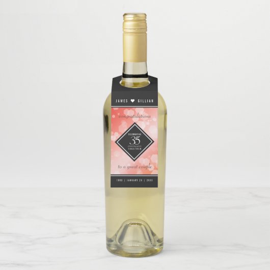 35エレガントthコーラル結婚ズ記念お祝い ボトルネックタグ (ボトル)