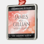 35エレガントthコーラル結婚ズ記念お祝い メタルオーナメント (左)