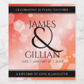 35エレガントthコーラル結婚ズ記念お祝い ワインラベル (シングルラベル)