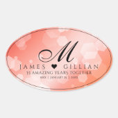 35エレガントthコーラル結婚ズ記念お祝い 楕円形シール (正面)