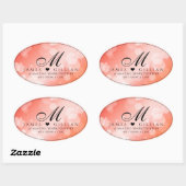 35エレガントthコーラル結婚ズ記念お祝い 楕円形シール (シート)