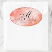 35エレガントthコーラル結婚ズ記念お祝い 楕円形シール (バッグ)