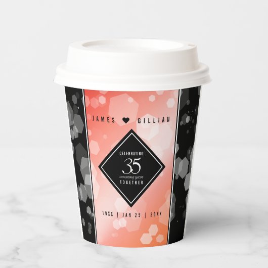 35エレガントthコーラル結婚ズ記念お祝い 紙コップ (正面)