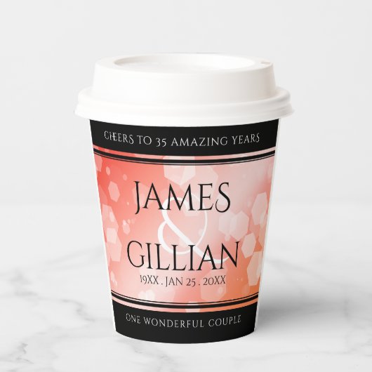 35エレガントthコーラル結婚ズ記念お祝い 紙コップ (正面)