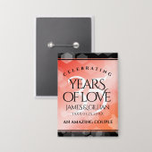 35エレガントthコーラル結婚ズ記念お祝い 缶バッジ (正面/裏面)