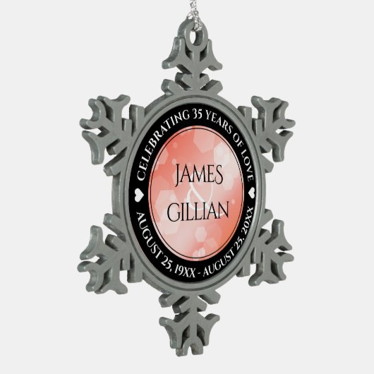 35エレガントth Coral結婚's Anniversary スノーフレークピューターオーナメント (左)