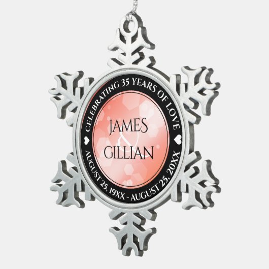 35エレガントth Coral結婚's Anniversary スノーフレークピューターオーナメント (右)