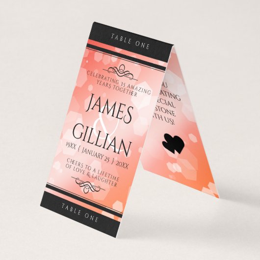35エレガントth Coral 結婚's Anniversary Table Card (正面)