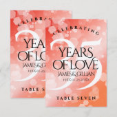 35エレガントth Coral 結婚's Anniversary Table Card サンキューカード (正面/裏面)