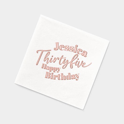 35スクリプト35番目の誕生日カスタムバラ金ゴールド 箔ナプキン (左)