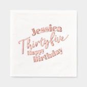 35スクリプト35番目の誕生日カスタムバラ金ゴールド 箔ナプキン (正面)