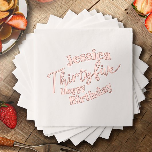 35スクリプト35番目の誕生日カスタムバラ金ゴールド 箔ナプキン