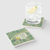 35パーソナライズされた周年玉フローラ鳥 ストーンコースター (横)