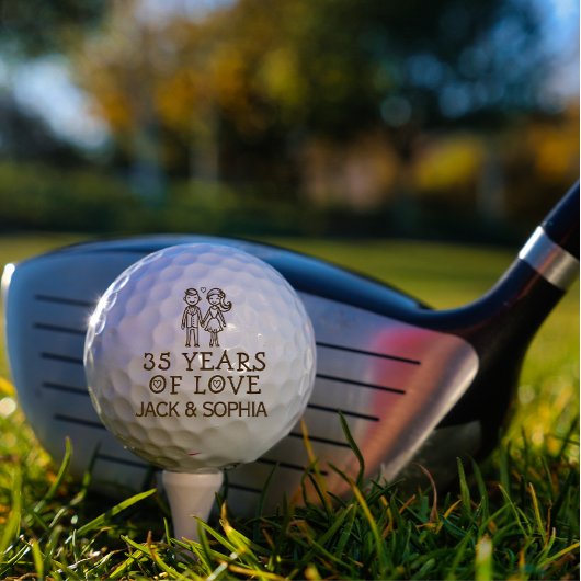 35パーソナライズされた周年記念結婚カップル名 ゴルフボール