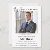 35モダン歳の誕生日招待状メンズ写真 招待状 (正面)