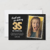 35モダン番目の誕生日写真 サンキューカード (正面)