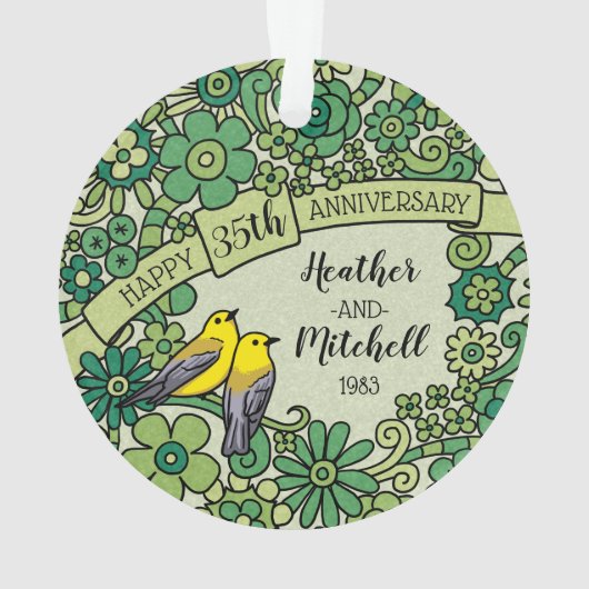 35周パーソナライズされた年,ジェイド·フローラ オーナメント (裏面)